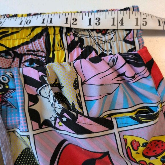 Oh Snap! Board Shorts Men's Size L Comic Book Lips Retro y2k Boom Pizza Beach - Picture 5 of 7